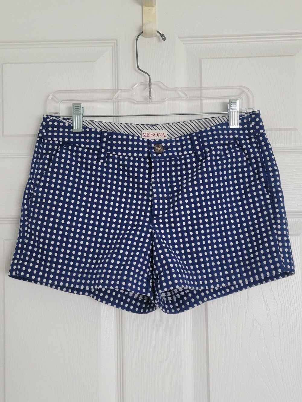 Merona Navy and White Dot Mid-Rise Women's Shorts
